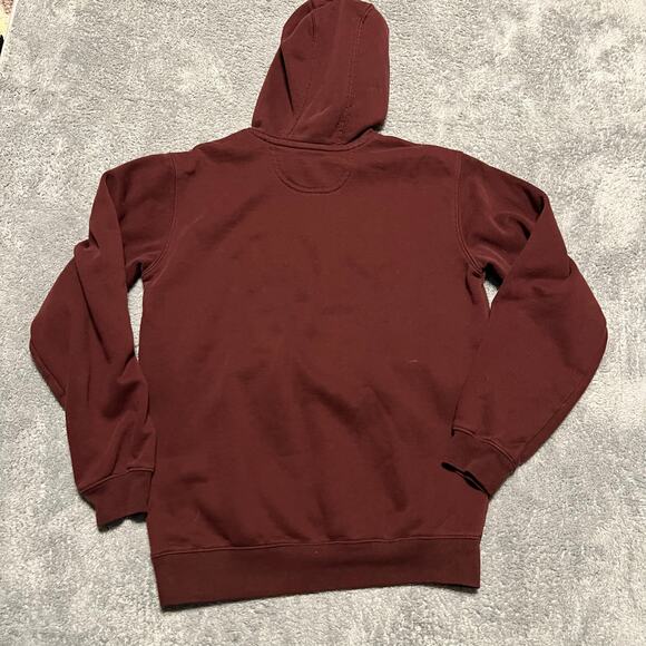 Carhartt Hoodie Mens Small Maroon Graphic Loose Fit Sweatshirt Workwear - Picture 3 of 7